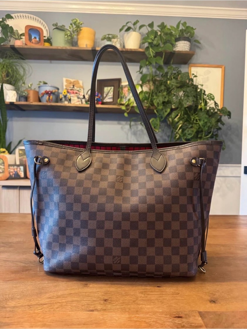 Louis Vuitton Neverfull MM – Damier Ebene (Red Interior) – AUTHENTICATED